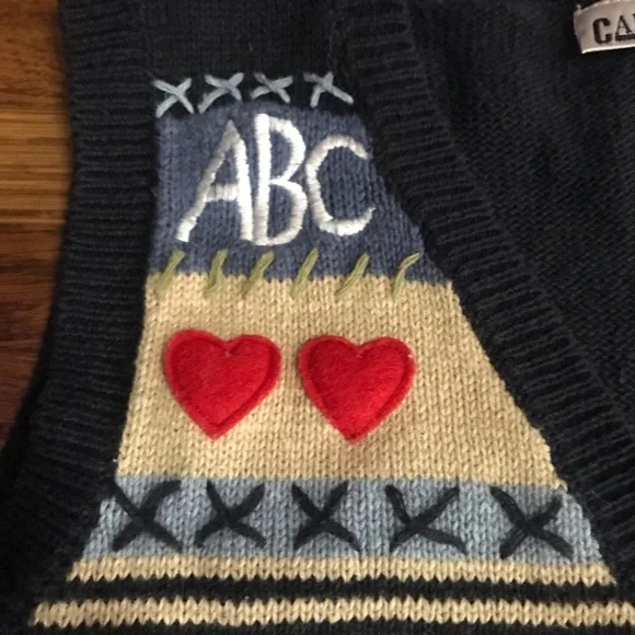 SOLD vintage Teacher sweater vest cardigan L M 90s academia - Picture 2 of 5